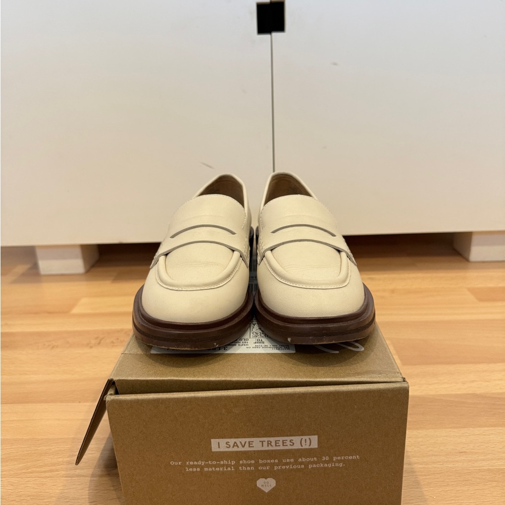Madewell Ivory Loafers with Brown Sole